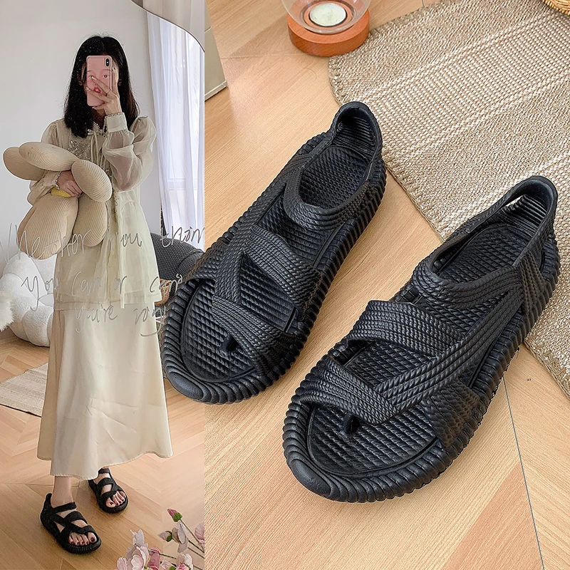 Slippers Men's Sandal with Platform Open Ankle Wrap Height Beach Male Shoe Soft Indoor Buy Barefoot Expensives