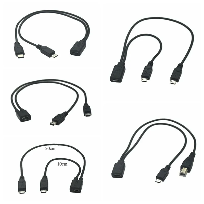 USB Multi-Interface Y Splitter Charge and Data Extension Adapter Cable
