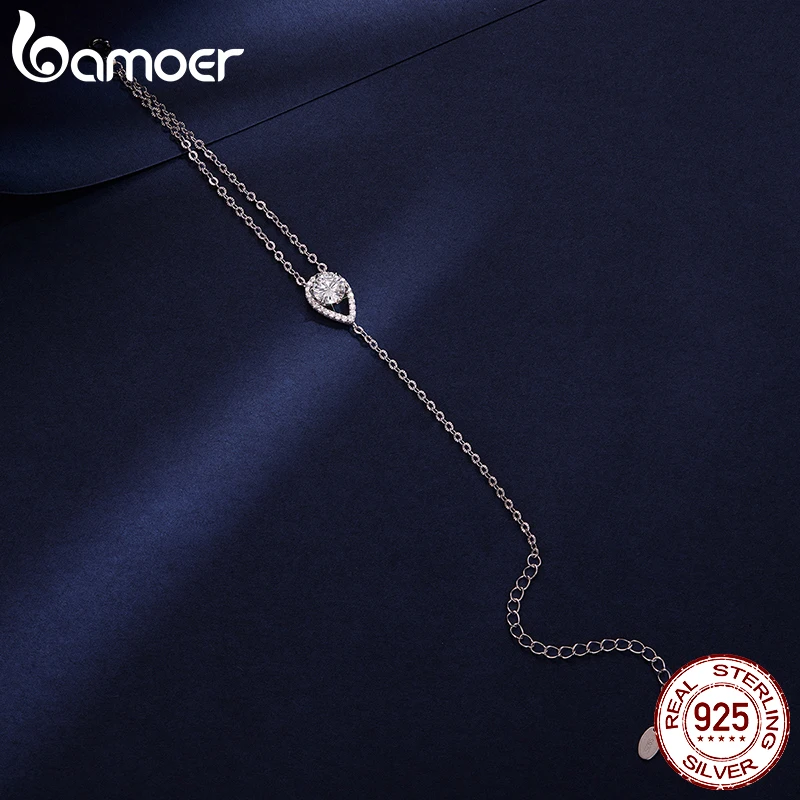 BAMOER 0.9-2.9CT Moissanite 목걸이 반지 페어 컷 물방울 팔찌 여성용 웨딩 쥬얼리 세트