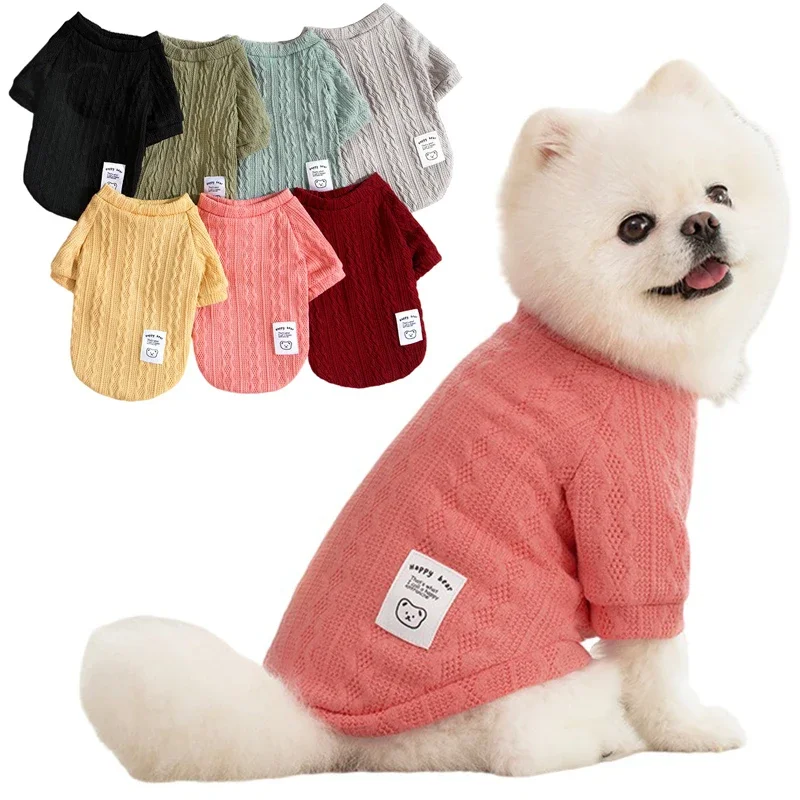 Dog knitted dog clothes Warm Puppy Clothes for Small Dogs Cats Vest Pet Clothing Chihuahua Apparel French Bulldog Costume Pug Coat