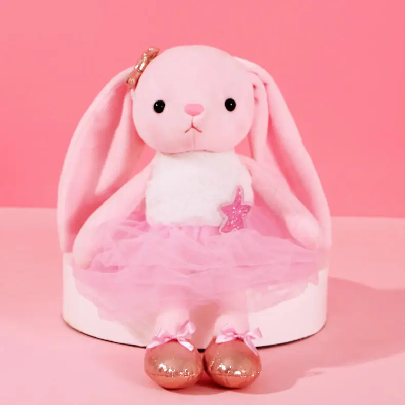 Soft Stuffed Animal Cute Long Ear Bunny Plush Doll Toys Kawaii Ballet Rabbit Plush Toy for Kids Baby Sleeping Plushie Pillow Toy 4