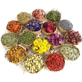 Dried Flowers, Natural Wedding Flower Herbs Kit for Soap Making, Candle 9/16 Bags Include Dried Lavender, Rose Petals, Jasmine 1