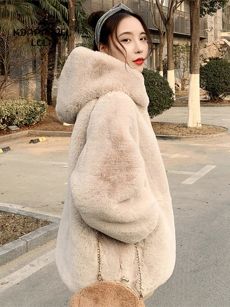 korean-style-spring-hooded-jacket-artificial-rabbit-fur-plush-coat-long-sleeve-mid-length-loose-cocoon-thick-women-autumn-winter