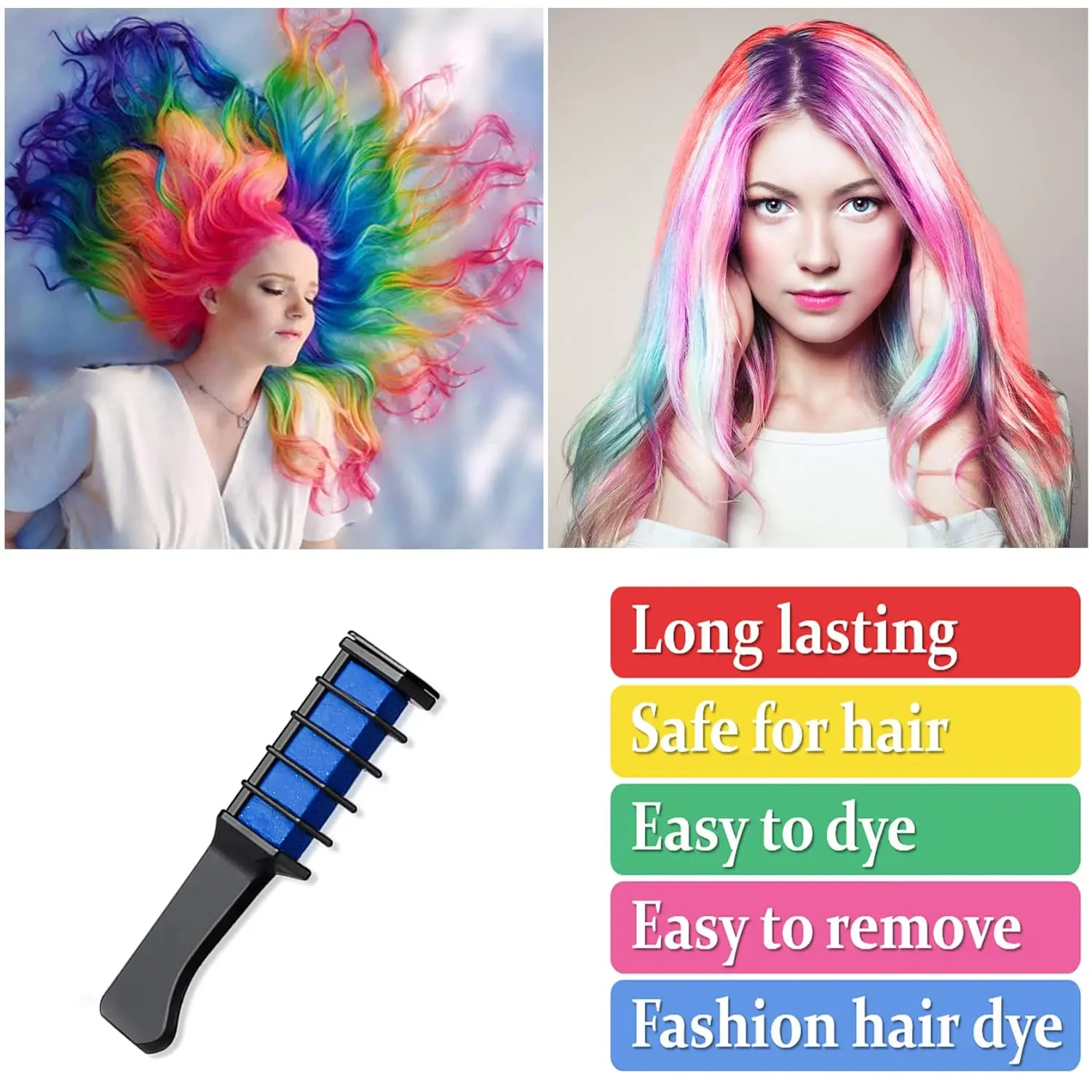 ECO Finest Набор заколок для волос для девочек, набор 10 цветов, новая кисть для окрашивания волос для макияжа, временный шам...