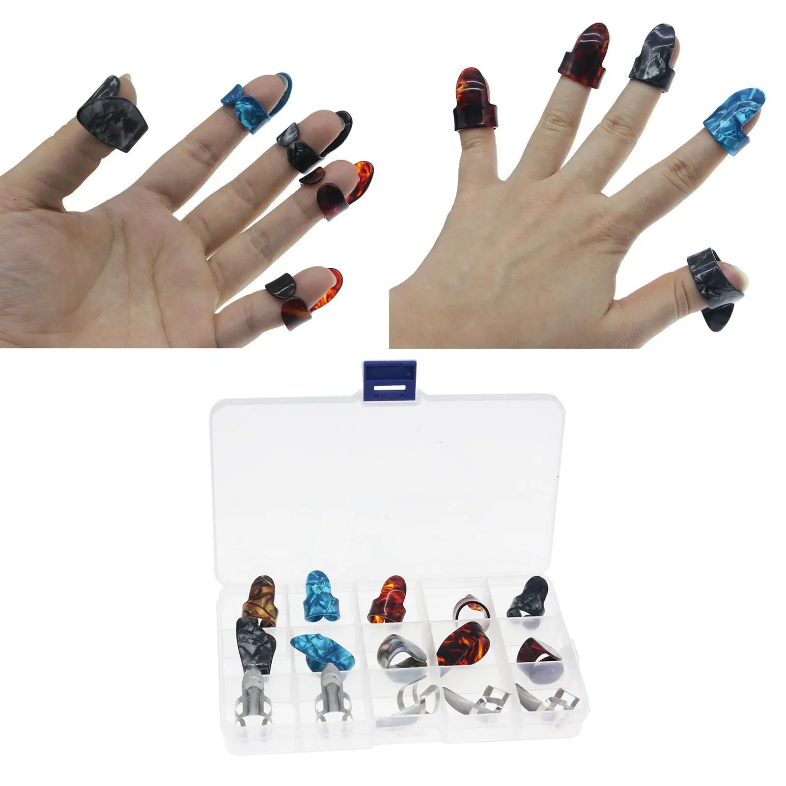 15pcs Finger Pick Set Guitar Picks，Stainless Steel Thumb Picks， Acoustic Guitar, Banjo or Ukulele