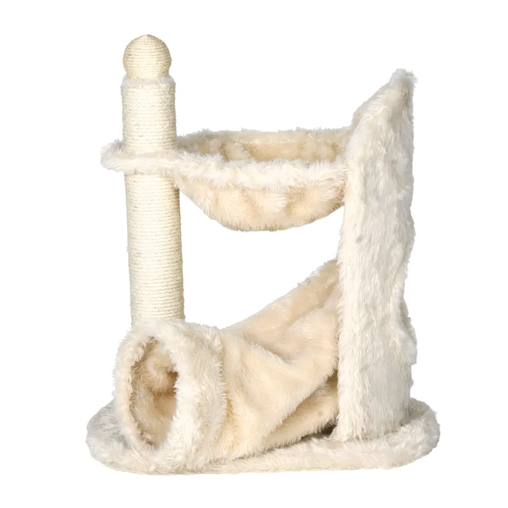 

Sisal & Plush 1-Level 26.8" Cat Tree with Scratching Post, Hammock & Tunnel, Cream
