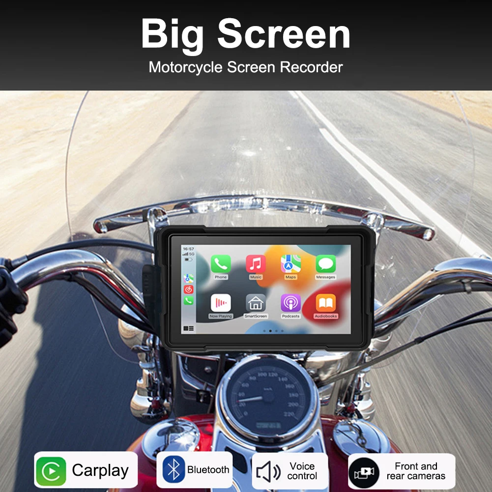 Ipx7 Monitor Impermeabile 5 Pollici Portatile Moto Car Play Screen Gps Display Lcd Per Wireless Apple Carplay Android Auto