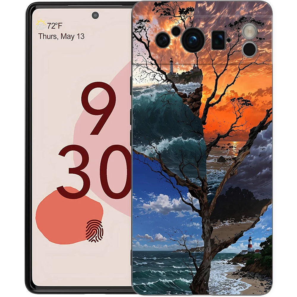 Elegant Nature Forest Tree Soft TPU Phone Case - Black Bumper Cover