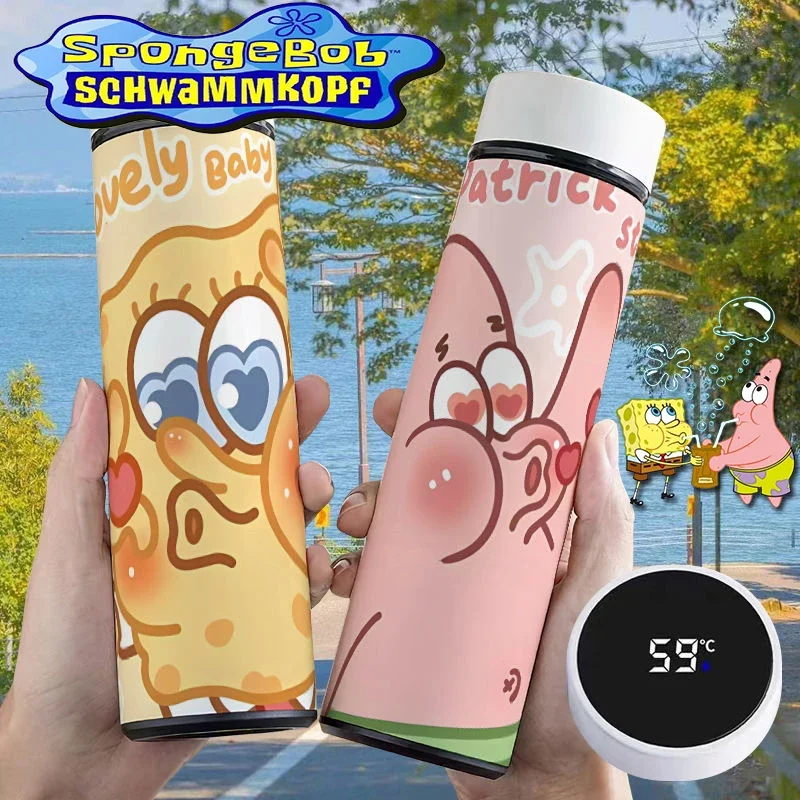 Nuovo Spongebob Squarepants Patrick Star Cute Smart Insulated Cup Tazza Portatile Con Display Della Temperatura In Acciaio Inossidabile Di Grande Capa