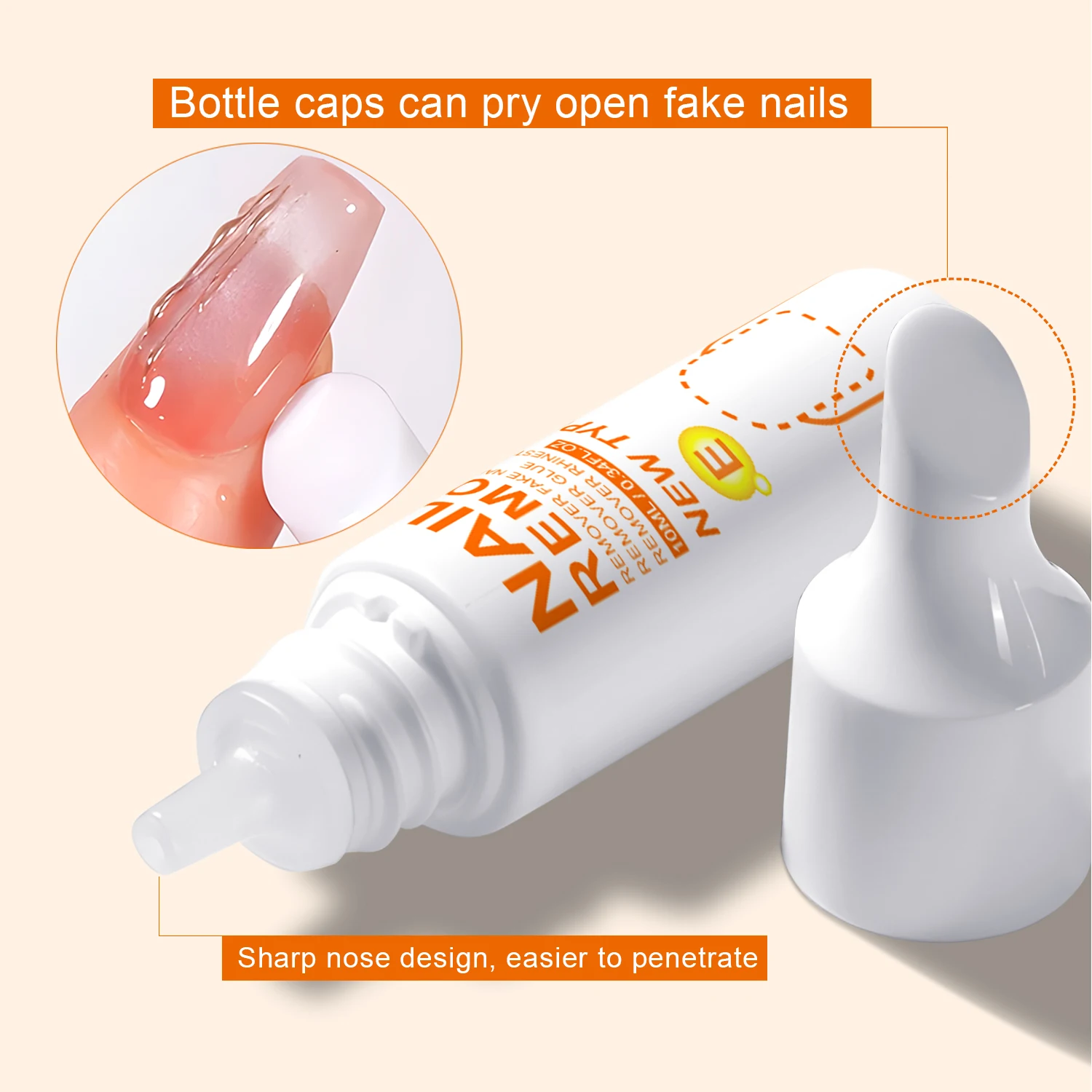 3 bottles Nail Glue Remover for Fake Nails Easily Removes Acrylic Nails, Press-On Nails & Rhinestones - Convenient Prying Cap 3