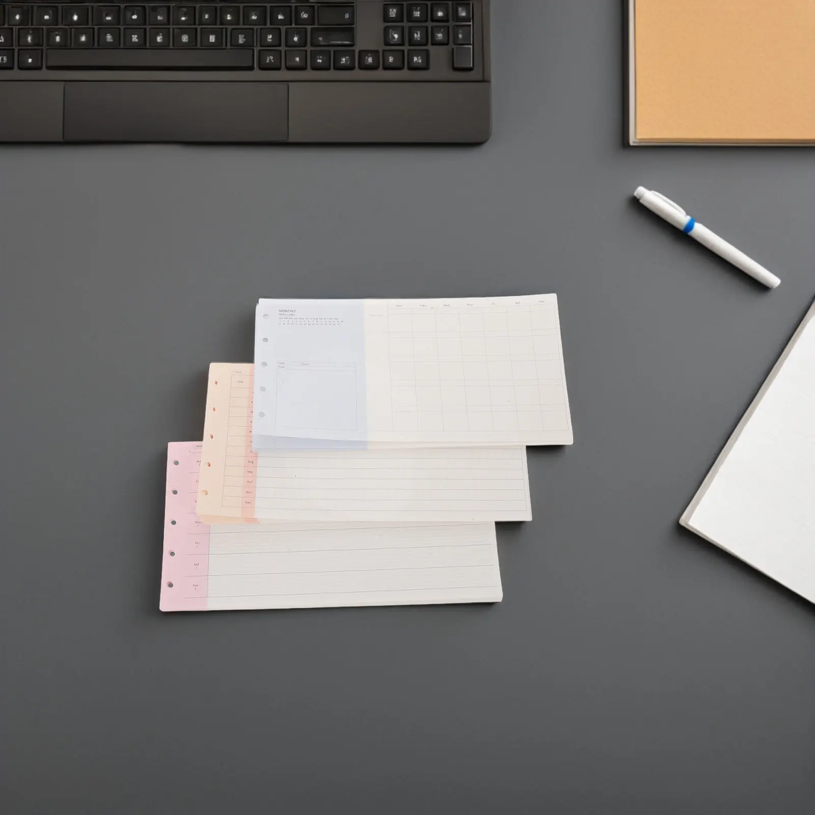 3세트 M5 트라이폴드 A6 플래너 인서트 5링 루즈리프 리필 용지 120gsm 깨끗한 필기 표면 데일리 위클리 먼슬리 오거나이저