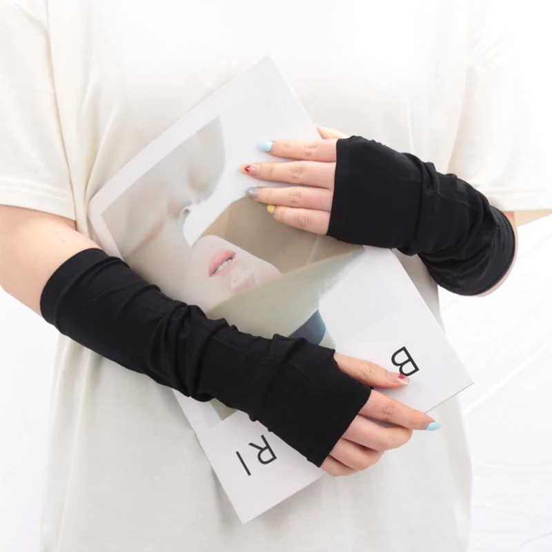 New Gothic Lolita Anime Solid Soft Rock Punk Gloves JK Girls Mittens Oversleeve Men Women Sun Block Cuff Fingerless Arm Warmers