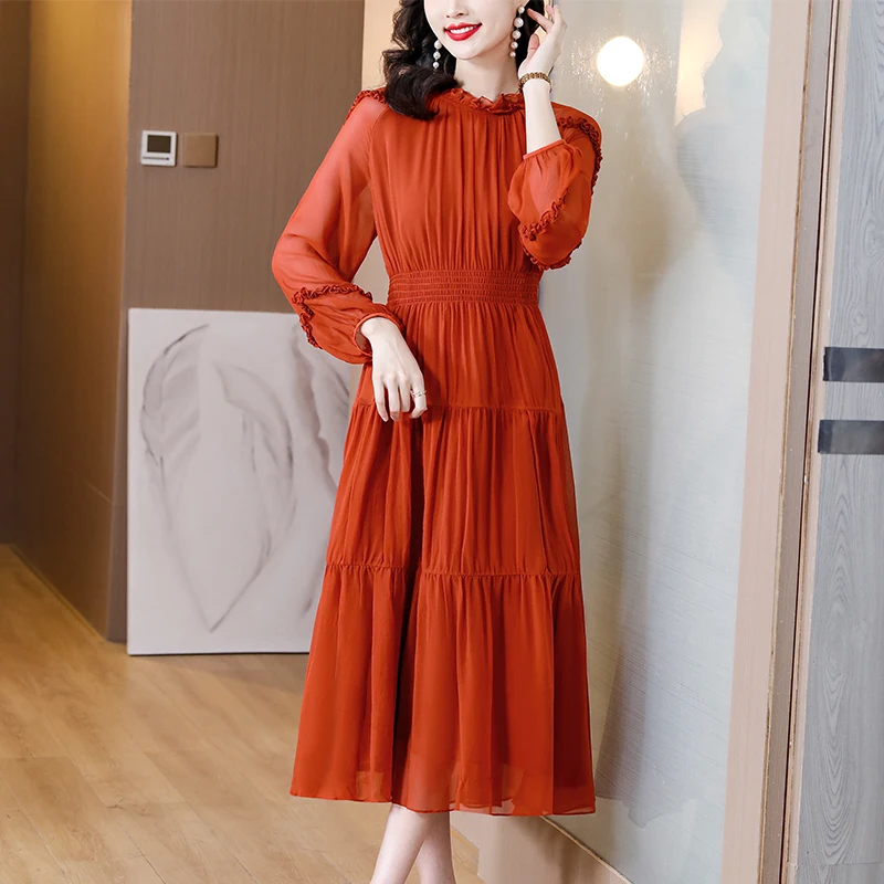 

2023 New female mulberry silk summer luxury Suzhou high-end brand heavy silk dress
