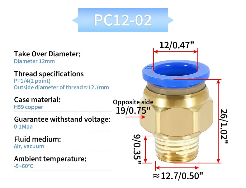 PC Pneumatischer Schnellverbinder Luftröhren-Schnellsteckgewinde gerade durch PC4 PC6 PC8 PC10 PC12-M5 01 02 03 04 Außengewinde – Detail 20