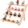 Wooden Display Stand Organizer Wood Riser Display Shelf for Wedding Party Dessert Cupcake Jewelry Collectibles Display Riser 4