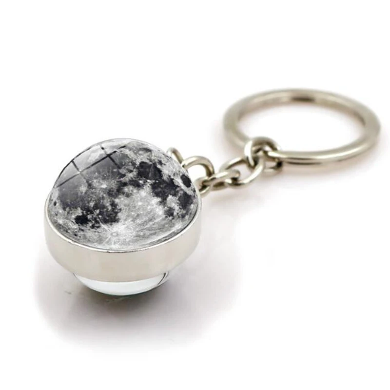 Sistema Solare Planet Portachiavi Galaxy Nebula Space Portachiavi Moon Earth Sun Mars Art Picture Double Side Glass Ball Car Jewellery