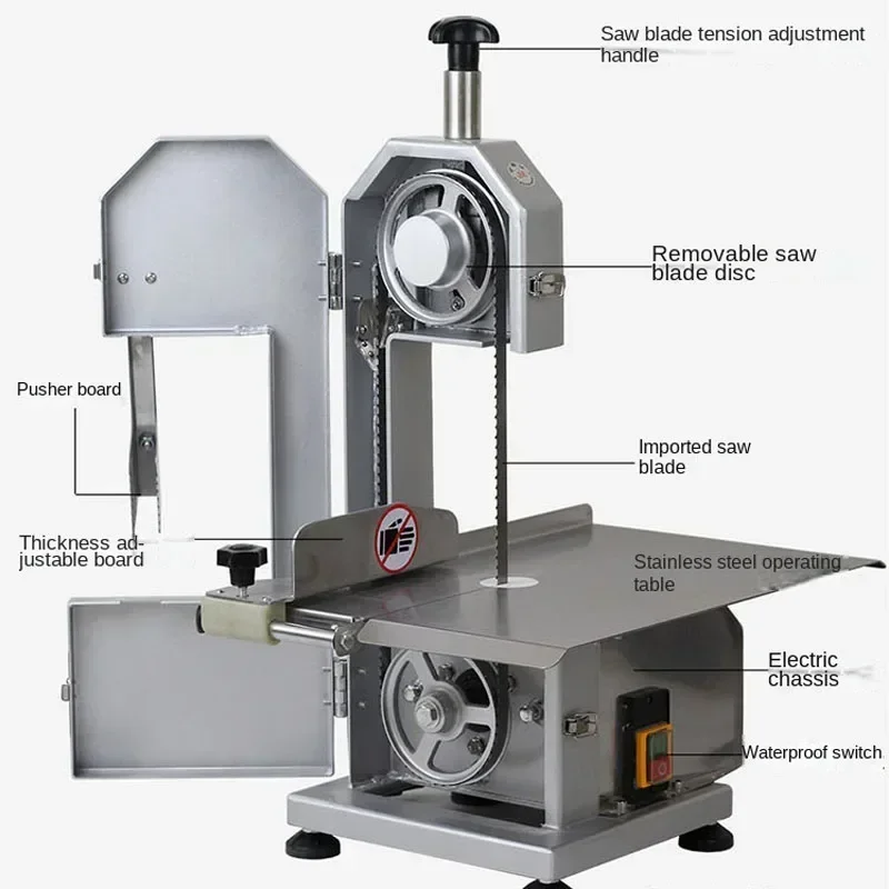 J120 Bone Cutting Machine Bone Sawing Machine Frozen Meat Cutter Commercial Cut Trotter/Ribs/Fish/Meat/Beef Machine 220V 4