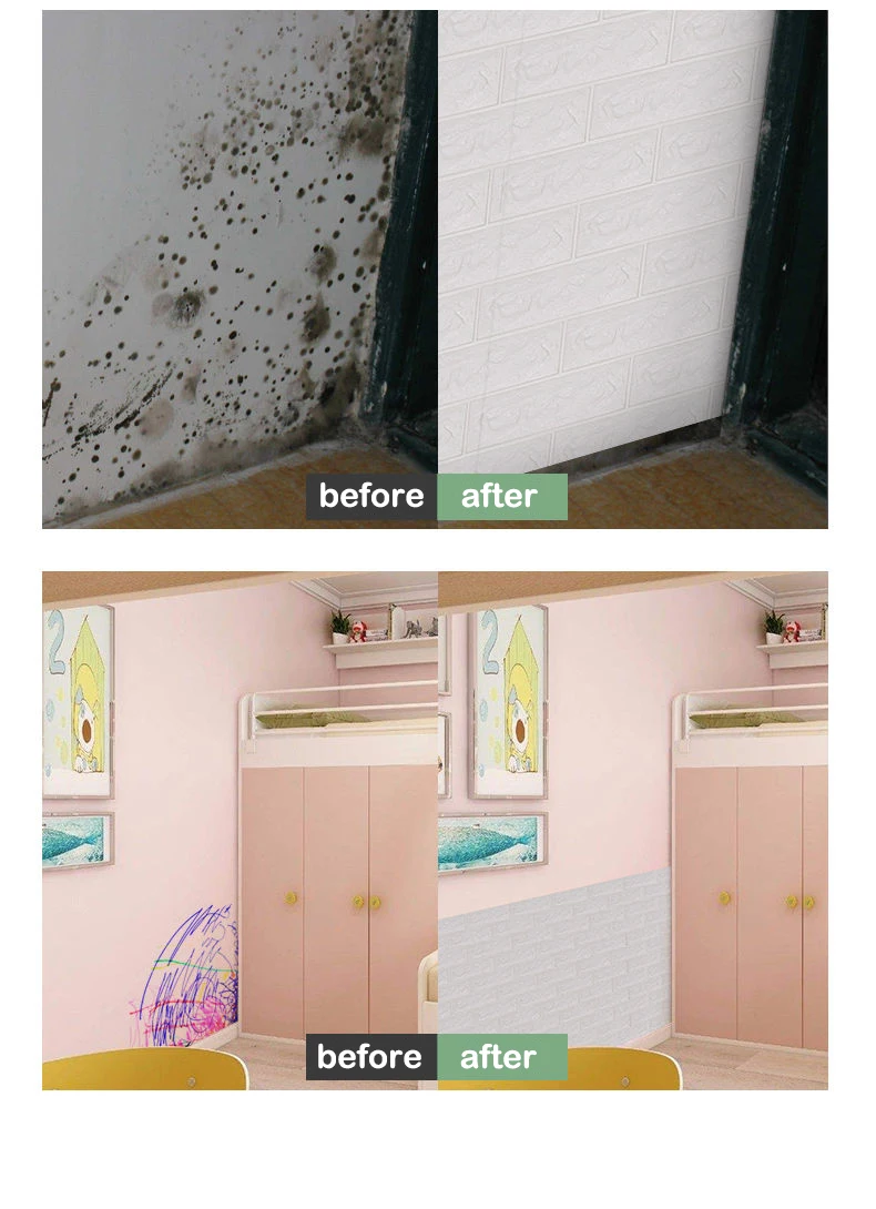 Description Picture 5 of item70cm*1m 3D Brick Pattern Wall Sticker Self-Adhesive Panel Waterproof Living Room Wallpaper Home Decoration Luxury Home Decor Pvc