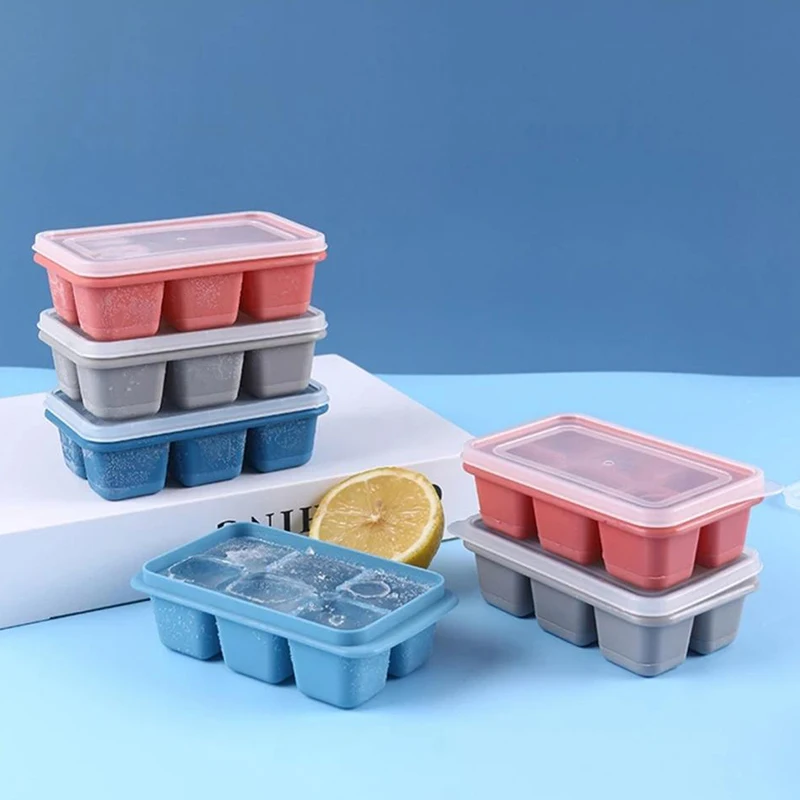 6 Grid Ice Cube Maker Trays for Freezing Mold Quick Freezer Household Refrigerator  Ice Cream Model Silicone Bottom Kitchen Tools - AliExpress