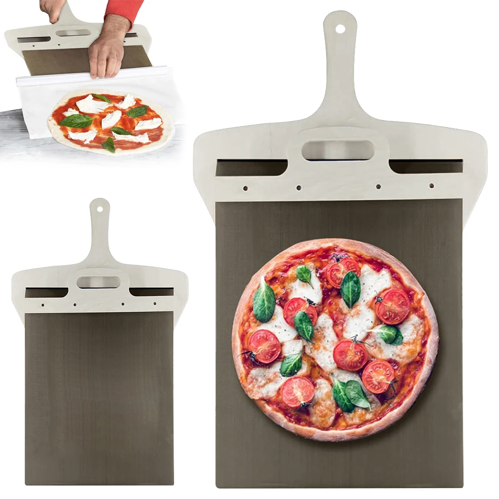 Wooden Sliding Pizza Peel with Handle Pizza Transfer Shovel Non-stick Versatile for Making Baking Bread