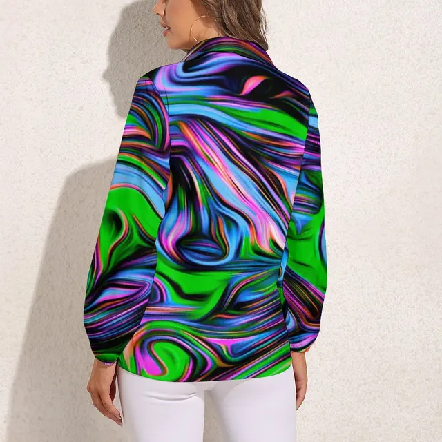 Neon Paint Swirl Blouse