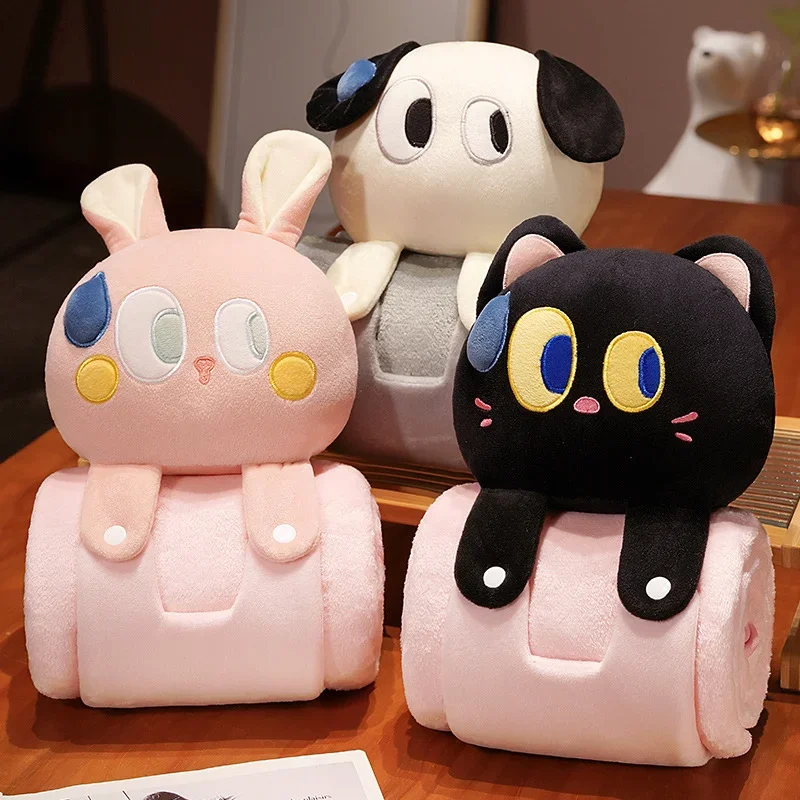 

Kawaii черная кошка одеяло милый кролик собака плюшевая игрушка плюшевые игрушки кукла животное Huggable Подушка подарок для детей