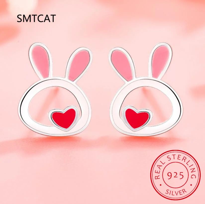 Silver Jewelry Silver Jewelry Set 925 Sterling Silver Fine Jewelry Set Cute Animal Rabbit Necklace+Earring Two piece set For Women Girl Gift
