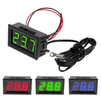 Digital Thermometer LED Display Fahrenheit Centigrade DC 4-28V High Accuracy Temperature Gauge Sensor with Waterproof NTC Probes 1