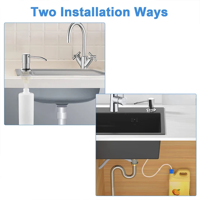 304 อ่างล้างจานสแตนเลสเครื่องจ่ายสบู่หลอดขยายจานสบู่กดหัวปั๊ม Outlet Head Extender 350/500ML 4