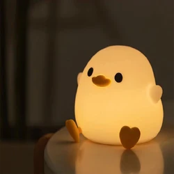 Charming Silicone Rechargeable Duck Nightlight with Touch-Sensitive Dimming (Duck Night Light)
