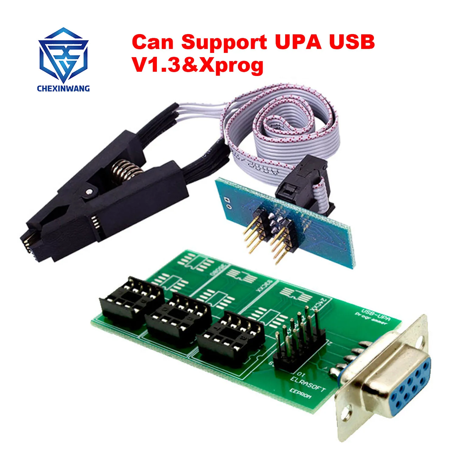 

UPA USB V1.3 Xprog ECU Chip Tuning Programmer Eeprom Board Adapter with SOP8 SOIC8 Clip for 24CXX & 25 / 95XXX 93CXX 35080 Chips