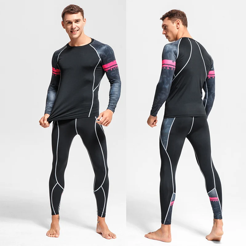 Thermal Underwear Men's Long Underwear Compression Clothing Fitness Shirt Men Running Shirt Training Pants Thermal Underwear 2pcs tracksuit men set compression sportswear suit long sleeve autumn spring underwear for men tights quick drying