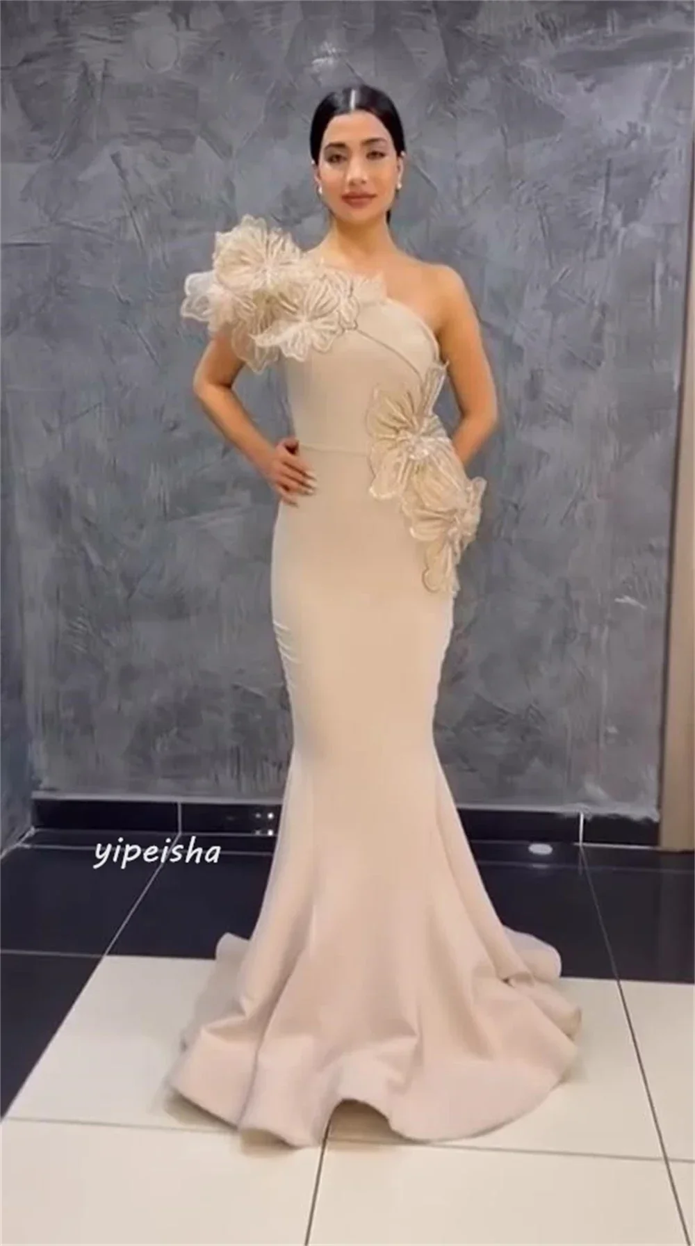 فساتين سهرة جيرسيه كتف واحد