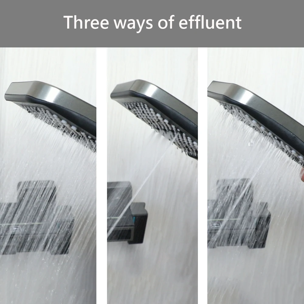 KEMAIDI Shower System Digital Display Shower Faucet Set Wall Mount 4 Functions Rain Shower Hot Cold Mixers with Bidet Sprayers 3
