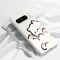 Fluffy Kitten Bracelet Silicone Phone Case Cover - Pixle 8 Pro (White)