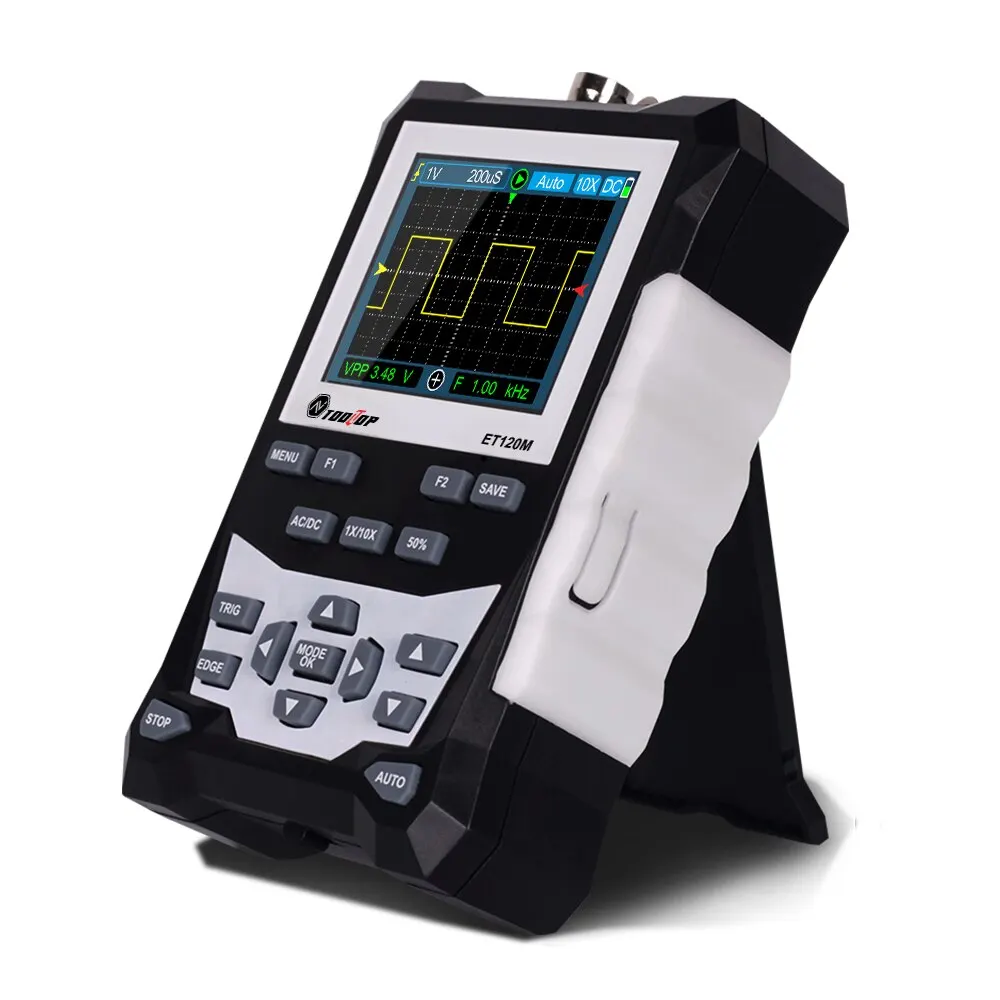 Digital oscilloscope TOOLTOP ET120M 120MHz handheld digital oscilloscope 1Mhz square wave signal output auto oscilloscope for electrical car repair