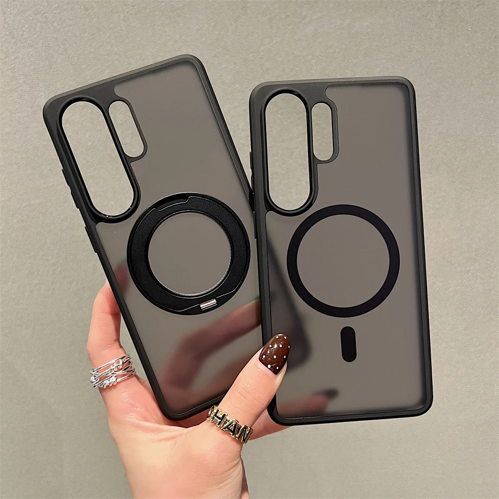 Matte Clear Magnetic Stand Holder Phone Case Cover