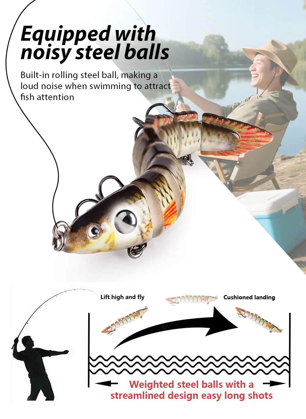 Hanlin Qualität Mini Aal Angeln 10cm 10g Multi Jointed Köder Minnow Wobbler künstliche Köder harte Swimbait Bass Hecht Tackle – Detail 5