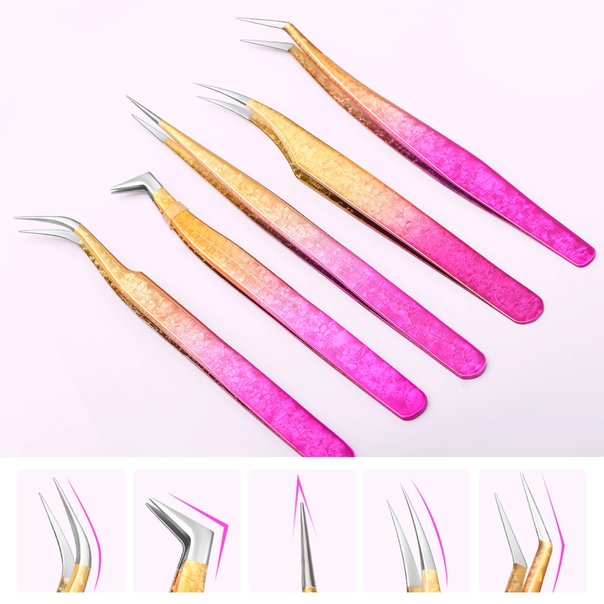 5 Eyelash tweezers Eyelash Extension Tweezers Eyelash Volume Tool Strap Pack Stainless Steel Eyelash Extension Tweezers Sharp Ey 4