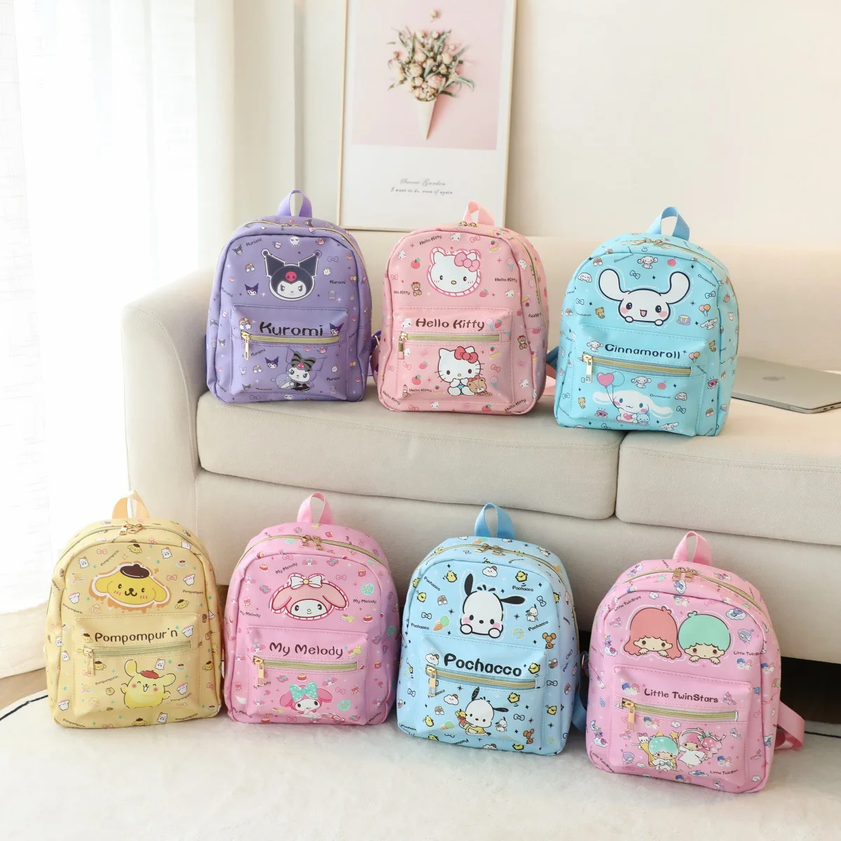 

New Cute Sanrio Kuromi Casual Backpack Cartoon Cinnamoroll Travel Backpack Waterproof Zipper Student Large Capacity Backpack