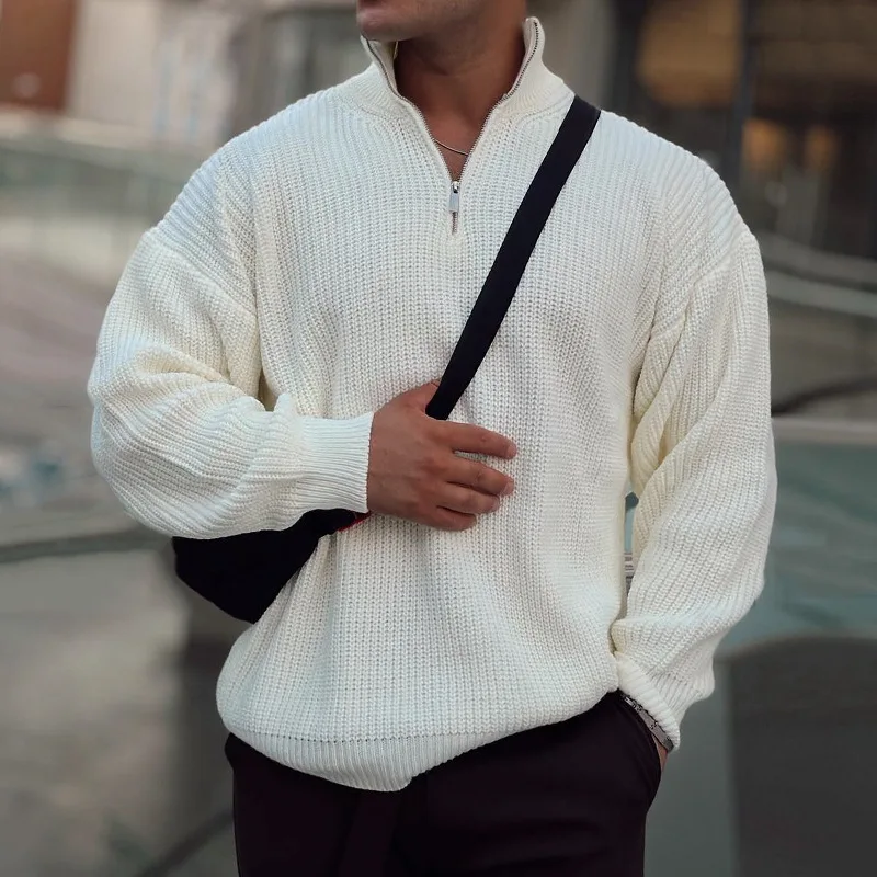 

2023 Autumn Winter New Men's Zip-up Turtleneck Knitwear Casual Sweater Pullover Casual All-match