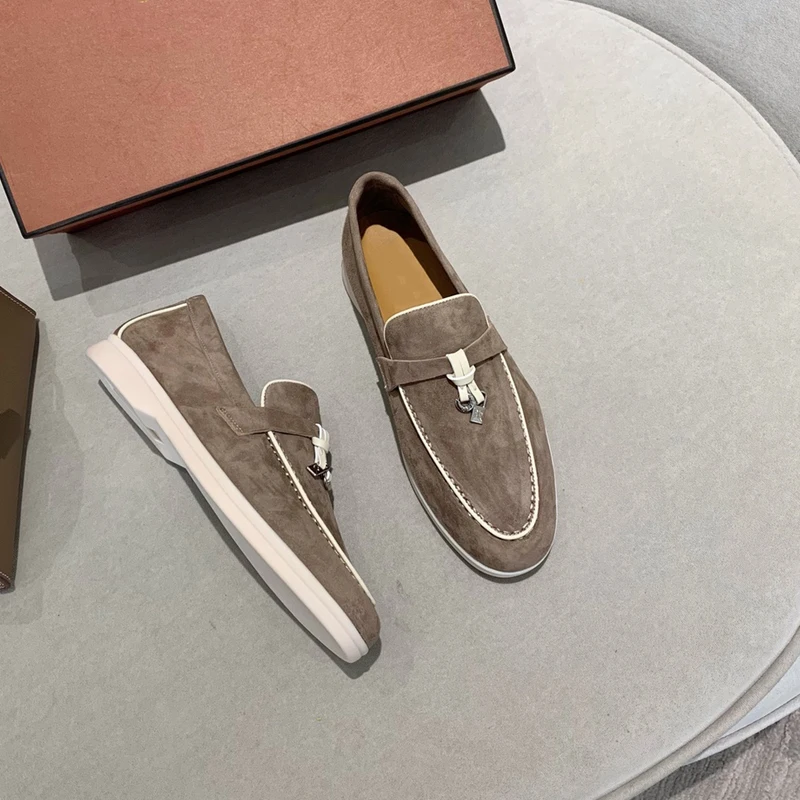 Comfort Walking Women Shoes High-Quality Suede New Casual Flat Shoes Hot Sale Winters Loafers  Men's Metal Lock Driving Shoes