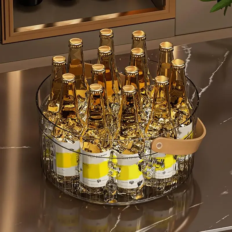 Bar Ice Bucket Portable Uncovered Beverage Beer Transparent Storage Refrigerated Ice Storage Bucket for Parties