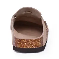 Bebealy sabots de semelle en liège pour femmes Mules en daim de vache avec soutien de la voûte plantaire mode sans lacet hommes chaussures de pomme de terre véritable dames sabots chaussures 6