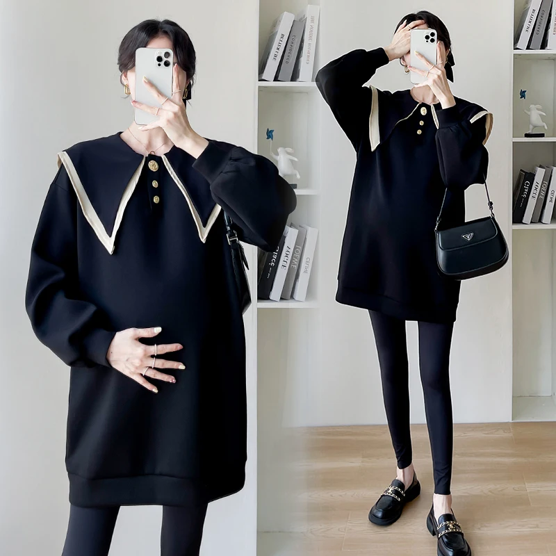 Autumn Maternity Hoodies Oversize Loose Cape Sweatshirts Pregnant Women Fashion Pregnancy Tops