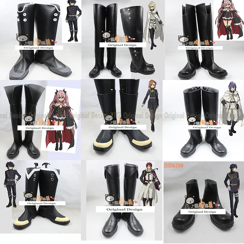 

Seraph of the End Mito Jujo Mitsuba Sangu Sayuri Hanayori Group of Characters Anime Costume Cosplay Shoes Boots