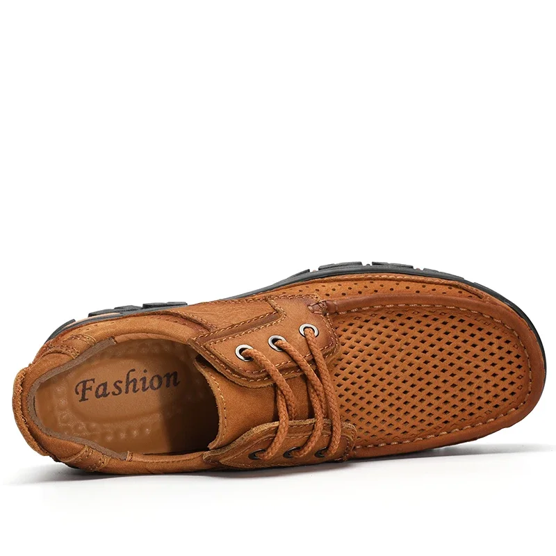 2023 New Men Shoes Genuine Leather Men Flats Loafers High Quality Breathable Outdoor Men Sneakers Male Casual Shoes Plus Size 48