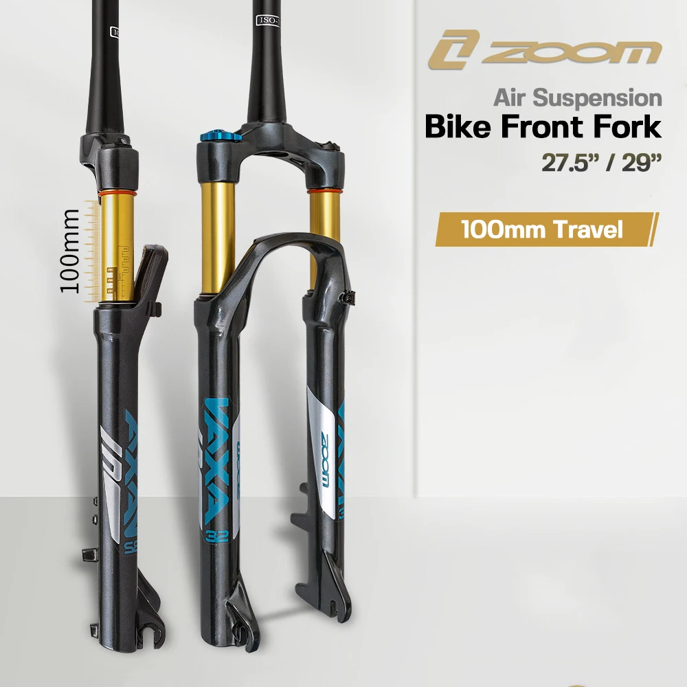 ZOOM Tapered Suspension Bike Fork 9x100 Quick Release Air Pressure