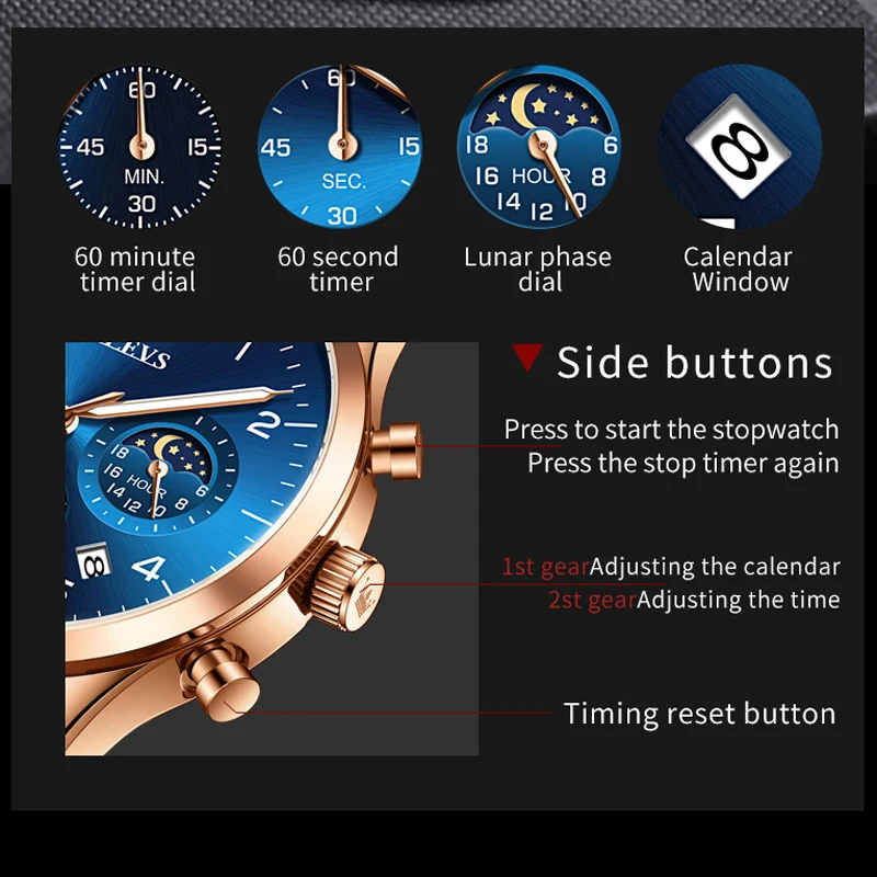 OLEVS Men's Watches Business Clock Top Luxury Brand Quartz Men Watch Leather Waterproof Luminous Wristwatch Reloj Hombre