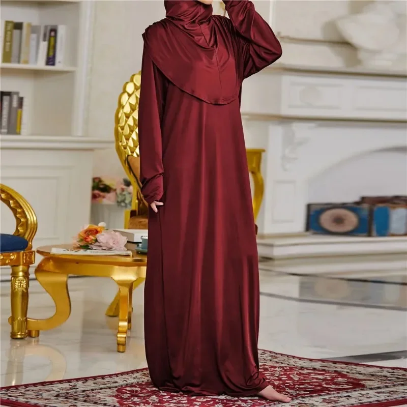 Women's Prayer Garment Ramadan Muslim Abaya Kaftan Women Jilbab with Hijab Abayat Islam Modest Dress Robe Islamic Arab Clothes - Image 6